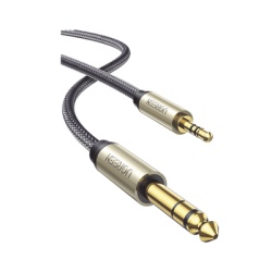UGREEN 10625 Cable Audio Estereo 3.5mm (1/8") TRS a 6.35mm (1/4") TS / 1 Metro / Audio de Hi-Fi / Trenza de Nylon / Blindaje Multiple / Caja de Aleacion Zinc / Nucleo de Cobre Puro / Compatibilidad Un