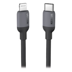UGREEN 20304 Cable USB-C a Lightning / Certificado MFi / 1 Metro / Adecuado para iPhone iPad iPod / Carga Rapida PD 20W / Sincronizacion de Datos de hasta 480 Mbps / Goma de Silicona y TPE. / Suave al