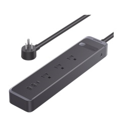 UGREEN 25353 Regleta con Protector de Sobretensiones / 3 Salidas CA NEMA 5-15R / USB-C PD 30W / 2 USB-A / 1600 J / Cable 1.8m (5.9 pies) / Negro