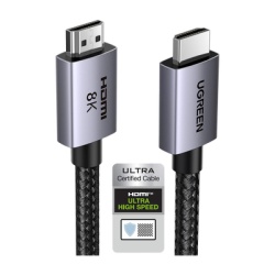 UGREEN 25911 Cable HDMI 2.1 de 8K@60Hz | 3 metros | 48Gbps | HDR10+ | 3D Inversivo| eARC | Dolby ATMOS | VVR | QMS | QFT | ALLM | 3 modos de Visualizacion | Certificado HDMI 8K | Niquelado | Nylon Tr