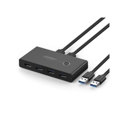 UGREEN 30768 Conmutador USB para Compartir 4 Puertos USB 3.0 a 2 PC IÂs | Cambio Mediante Boton | Incluye Dos Cables USB de 1.5 m | ABS | Permite que 2 Usuarios Compartan 4 Dispositivos Perifericos U