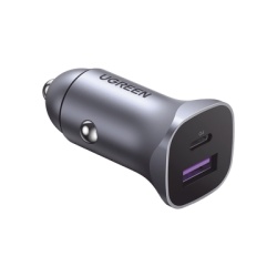 UGREEN 40858 Cargador de Auto 30W | 2 Puertos USB-A y USB-C | Carga Rapida | Compatible con Vehiculos de 12 y 24 VCD | PD3.0 QC4.0 SCP PPS | Indicador Led | Diseno Compacto | Chip Inteligente | Caja d