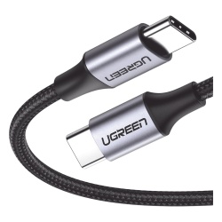 UGREEN 50150 Cable USB-C a USB-C | 1 Metro (3.28 Pies) | Transferencia de Datos de 480 Mbps | Carga Rapida de Hasta 60W | QC 4.0/3.0/2.0 | PD3.0 | FPC | AFC | Proteccion Integrada | Caja de Aluminio |