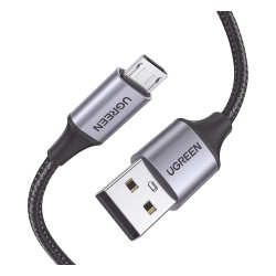 UGREEN 60146 Cable USB-A a Micro USB | 1 Metro (3.28 Pies) | Carga Rapida | QC 3.0/2.0 | FPC | AFC | Transferencia de Datos de 480 Mbps | Recarga hasta 18W | Proteccion Integrada | Caja de Aluminio |