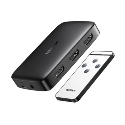 UGREEN 80125 Conmutador HDMI (Switch) 4K@30Hz | 3 Entradas a 1 Salida | 3D | Transmision Estable | Incluye Control Remoto | Receptor de Infrarrojos | Indicador LED | Chip Inteligente | Incluye Cable M