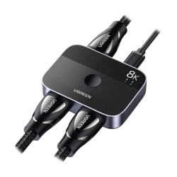 UGREEN 90385 Conmutador HDMI 2.1 8K @60Hz | HDMI Splitter 2 Entradas a 1 Salida | Soporta 4K @120Hz 1080P @240Hz 3D | HDR Dolby | Alta Velocidad 48Gbps | Formatos de Audio LPCM/DTS/DSD 2 0/2 1/5 1/7 1