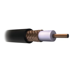 VIAKON JV44 Cable Coaxial RG11/U 305 Metros (1000 Pies) Bobina de 305 Metros (1000 Pies) Color Negro AWG 14 Aislamiento Espumado Blindaje de Aluminio al 60% Aplicacion Intemperie para Video Vigilancia