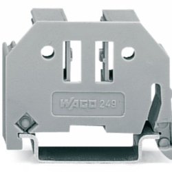 WAGO 249-117 Tope de Cierre para Carril DIN / Sin Tornillos / Ancho 10 mm / Material Poliamida PA 66 / Montaje Encajable / Compatible 35x15 y 35x7.5 mm / Color Gris