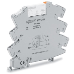 WAGO 857-359 Modulo con Rele / 24-230V AC/DC / 1 Inversor / 6A Corriente Permanente / Push-in CAGE CLAMPÂ® / LED Indicador / IP20 / Carril DIN-35