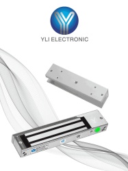 YLI ELECTRONIC YLE0850025 Paquete de Cerradura Magnetica YM180NLED y MBK180UL para Puertas de Vidrio sin Marco / 180 kg (350 Lb) / Con Indicador Led