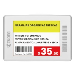 ZKONG ZKC18B Etiqueta Electronica de Estanteria ESL 1.8 Pulgadas / Pantalla EPD a Color 224x168 pixeles / 4 Colores (Negro Blanco Rojo Amarillo) / Bateria 5 Anos / Bluetooth LE 5.1 / Gestion en la Nub
