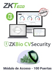 ZKTECO ZKT0740047 ZKTECO ZKBIOCVACP100 - Licencia Vitalicia para 100 Puertas en Control de Acceso BioCVSecurity / Hasta 30 000 Usuarios / 200 Departamentos / 200 Areas