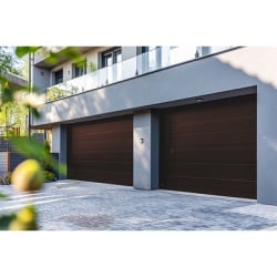 AccessPRO GARAGE-98B Puerta de Garage D / Alta calidad / 9x8 pies / 1 3/4" Aislante Termico / Estilo Americana / Imitacion Madera / BLACK WALNUT .