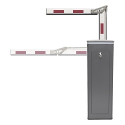 AccessPRO KT-XBF-LBA3 Kit de Barrera Vehicular Izquierda y Brazo ARTICULADO de 3 Metros / Finales de Carrera Ajustables por Programacion / Movimiento Fluido / Diseno Elegante Color Gris / Con Corona L