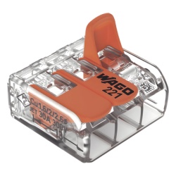 Borna de conexión con palancas WAGO serie 221 (221-613) de 3 conductores, hasta 6 mm²