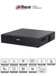 DAHUA DHT0370047 DAHUA DH-XVR5832S-I3 - DVR 32 canales de 5MP y 1080p con WizSense H.265 codificacion IA. Incluye 2 canales de reconocimiento facial y soporte para hasta 32 canales IP (32 totales).
