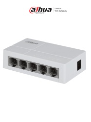 DAHUA DHT3700020 DAHUA DH-SF1005L - Switch para Escritorio 5 Puertos Fast Ethernet con velocidad de transmision de 10/100 Mbps en un diseno compacto. Su capa 2 soporta un switching de hasta 1 Gbps y u