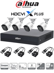 DAHUA KIT/XVR1B04-I/T/4-B1A21-U - Kit 4 Canales con Transceptores/ 4 Cámaras B1A21N-U de 2 MP Lente 2.8mm, 93 Grados, 1 XVR1B04-I/T Soporta Audio Bidireccional, Soporta 4 Canales más 1 IP o 5 Canales IP, SMD Plus, 4 Pares de Transceptores/