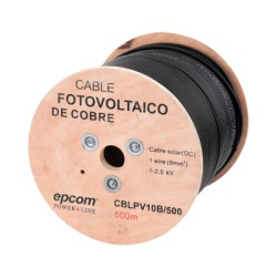 EPCOM POWERLINE CBL-PV-10B/500 Carrete de 500 Metros / Cable Fotovoltaico Negro / 6mmÂ² (10AWG) / Material COBRE / 2000 Vcc