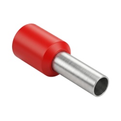 EPCOM POWERLINE E1008 Conector Ferrule / 18AWG (1.0 mm²) / Latón Estañado / Aislamiento PVC Rojo / Punta 8 mm (0.31 in) / 25 Piezas