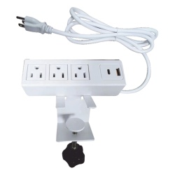EPCOM POWERLINE EM-3AC-WH Tomacorriente para Escritorio / 3 Contactos 110VCA / 2 Puertos USB-A y USB-C PD / Bracket Ajustable / 154.7 x 38 x 48.7 mm