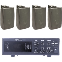 EPCOM PROAUDIO EPB120E/4WS Kit de Audio para Instalaciones / Amplificador 120W / 4 Altavoces de Pared 2 Vías / Sistema 70/100V / Bluetooth / XLR Phantom 48V