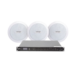 EPCOM PROAUDIO SF120DTB/3CS KIT de Amplificador de 120W para Rack SF120DTB | 3 Altavoces de Plafon de 5.5in SF-206P | 3.75 - 30W | Sistema 70/100V
