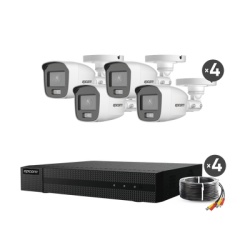 EPCOM PROFESSIONAL B8-KIT-CV/A Kit TurboHD 1080p / DVR 4 Canales / 4 Camaras Bala ColorVu con Microfono Integrado / Fuente de Poder / Accesorios de Instalacion