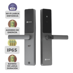 EZVIZ CS-DL05-R200 Cerradura Inteligente / Wi-Fi / Bluetooth / Codigos Temporales Para Visitantes / Lectura de Huella / Lectura de Tag / Contrasena / Boton para Timbrar / Apertura Remota / Alarma Anti