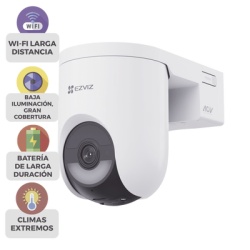 EZVIZ CSHB8C/4G/W Camara IP PT Con Bateria / Wi-Fi 6 + 4G LTE / 2K+ (4megapixel) / IP65 / Deteccion IA Persona-Vehiculo / Vision Nocturna Color / Compatible con Panel Solar CSPSP8
