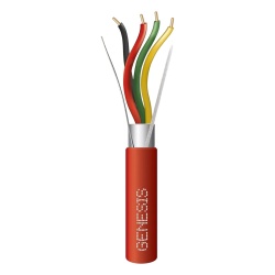 GENESIS 4607-1004 Carrete de 305 Metros (1000 Pies) de Alambre / 4 x 16 AWG / Blindado / Plenum / Tipo FPLP / Color Rojo / Para Aplicaciones en Sistemas de Deteccion de Incendio y Sistemas de Evacuaci