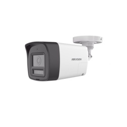 HIKVISION DS-2CE16U0T-LXTS [Audio Bidireccional + Sirena & Estrobo + Dual Light + ColorVu] Bala TURBOHD 4K (8 Megapixel) / Lente 2.8 mm / 30 mts IR EXIR + 20 mts Luz Blanca / Microfono y Bocina Integr