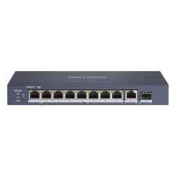 HIKVISION DS-3E0510HP-E Switch PoE+ / 7 Puertos Gigabit 802.3af/at 30W / 2 Puertos Hi-PoE 90W / 1 Puerto Uplink Gigabit / 1 Puerto SFP / Modo Extendido 300 m (984 pies) / 110 W Total