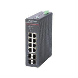 HIKVISION DS-3T1512HP-SI-8P4F Switch Gigabit PoE+ / Industrial / Administrable / 4 Puertos Gigabit PoE+ (90 W) + 4 Puertos Gigabit PoE+(30 W) / 4 Puertos Gigabit SFP / 300 W Total / 48 a 57 VCD / Idea