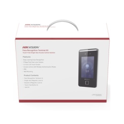 HIKVISION DS-KAS541 Kit de Control de Acceso TODO INCLUIDO con Lector de Rostros QRs Tarjetas y Huellas / 3 000 Rostros / Compatible con App Hik-Connect / Videoportero / Incluye Electroiman Boton de