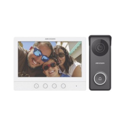 HIKVISION DS-KIS213 Kit de Videoportero / Pantalla LCD 7" / Cámara Pinhole 1 Megapixel / 117° Gran Angular / Conexión 4 Hilos 100 m (328 ft) / Exterior Metálico