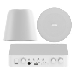 HIKVISION DSQAEKIT0530/ST Kit de amplificador compatible con Spotify | Bluetooth | 2 Altavoces Colgantes | sistema 100v | 2 canales con control de volumen independiente | música ambiental