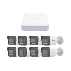 HIKVISION KIPCV2M/8B Kit IP 1080p (2 Megapixel) / NVR de 8 Canales con 8 Puertos PoE / 8 Camaras IP Bala ColorVu Lite y Motion Detection 2.0 / Microfono Integrado