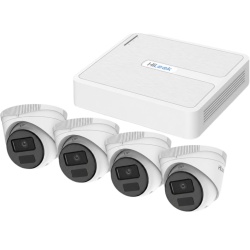 HiLook by HIKVISION KIT-IP4T-2MP Kit IP 2 Megapixel / NVR de 4 Canales con 4 Puertos PoE+ / 4 Cámaras IP Turret para Exterior / H.265+ / IR 20 m (65.6 ft) / IP67
