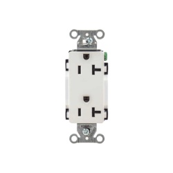 HUBBELL HUB-DR20-WHI Contacto Duplex Decorador 20 A 125V / 2 Polos 3 Hilos/ Nema 5-20 R / Color Blanco.