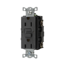 HUBBELL HUB-GFR-ST-15-BK Contacto de Auto-verificacion GFCI con Interruptor de Falla a Tierra de 15 A 125 V 2 Polos 3 Hilos Color Negro (Nema 5-15R) Grado Comercial.