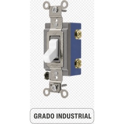 HUBBELL HUB-HBL-1201-W Interruptor de Palanca 15 A 120-277 V CA/ Unipolar / Grado Industrial/ Uso Extra Pesado / Cableado Lateral y Posterior / Color Blanco.