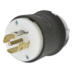 HUBBELL HUB-HBL-2511 Clavija Industrial con Bloqueo de Media Vuelta / 20 A 120/208 V CA / 4 Polos 5 Hilos / Color Blanco y Negro / Nema L21-20P/ Grado Industrial