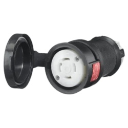 HUBBELL HUB-HBL-2733-SW Conector Hembra con Bloqueo de Media Vuelta / 30 A 480 V CA / 3 Polos Trifasico / NEMA L16-30R / Terminal de Tornillo / Cubierta Hermetica Negra / Color Blanco y Negro.