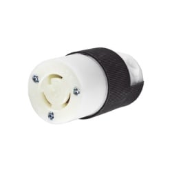 HUBBELL HUB-HBL-4729C Conector Industrial con Bloqueo de Media Vuelta / 15 A 125 V CA / 2 Polos 3 Hilos / Color Blanco y Negro / Nema L5-15R.