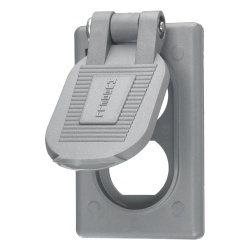 HUBBELL HUB-HBL-522-2 Tapa Resistente a Intemperie para Contacto Duplex de Policarbonato Color Gris.