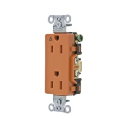 HUBBELL HUB-IG15DR Contacto Duplex Conexion a Tierra Aislada/ 15A 125V/ 2 polos 3 Hilos/ Nema 5-15R /Grado Comercial Decorativo/ Color Naranja.