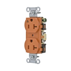 HUBBELL HUB-IG5352 Contacto Duplex Conexion a Tierra Aislada/ 20 A 125 V/ 2 polos 3 Hilos/ Color naranja/ Nema 5- 20R/ Grado Comercial.