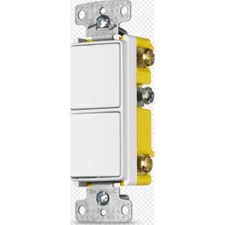 HUBBELL HUB-RCD-101W Interruptor Residencial 15 A 120-277 V con 2 Bases Unipolares Cableado lateral Color Blanco.