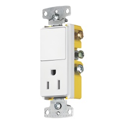 HUBBELL HUB-RCD-108W Combinacion de Contacto y Apagador Decorador 15A 125V/ Color Blanco. - Img 2